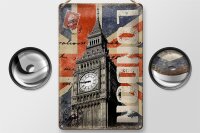Blechschild London 20x30cm Big Ben berühmter Uhrturm