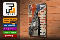Blechschild London 20x30cm Big Ben berühmter Uhrturm