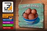 Blechschild Retro 30x20cm fresh eggs Frische Eier