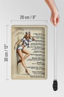 Blechschild Pin Up 20x30cm Happy Hour Cocktails Mojito