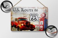 Blechschild Retro 30x20cm US Route 66 Oldtimer Tankstelle