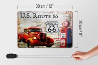 Blechschild Retro 30x20cm US Route 66 Oldtimer Tankstelle
