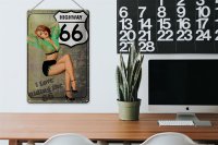Blechschild Pin Up 20x30cm Highway 66 i love riding the 66