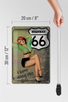 Blechschild Pin Up 20x30cm Highway 66 i love riding the 66