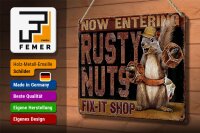 Blechschild Spruch 30x20cm Fix-it Shop rusty nuts Garage