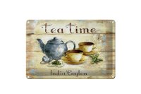 Blechschild Tee 30x20cm Tea Time India Ceylon Teekanne