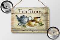 Blechschild Tee 30x20cm Tea Time India Ceylon Teekanne