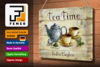 Blechschild Tee 30x20cm Tea Time India Ceylon Teekanne