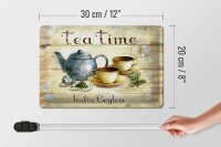 Blechschild Tee 30x20cm Tea Time India Ceylon Teekanne