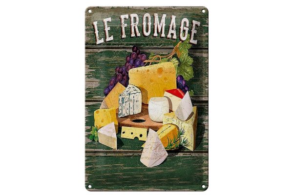 Blechschild Essen 20x30cm Le Fromage Käse Sorten Cheese