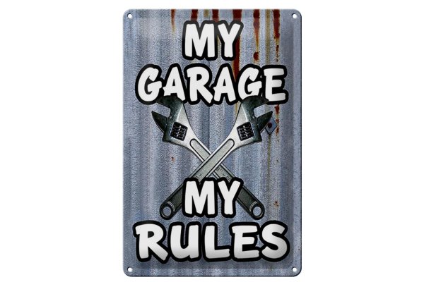 Blechschild Vintage 20x30cm my Garage my rules