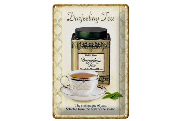 Blechschild Tee 20x30cm Darjeeling Tea champagne of teas
