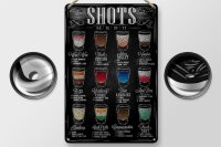 Blechschild Alkohol 20x30cm Shots Menu Woo Black russian