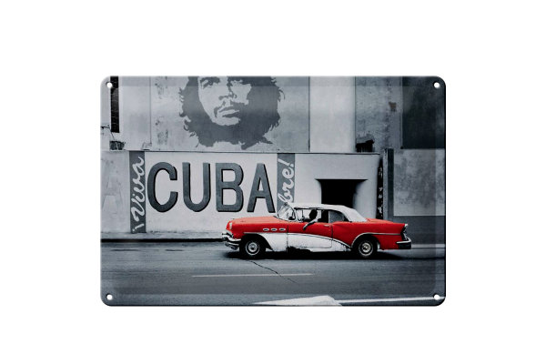 Blechschild Spruch 30x20cm Cuba Guevara Auto rot Oldtimer