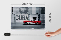 Blechschild Spruch 30x20cm Cuba Guevara Auto rot Oldtimer