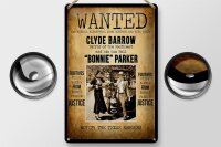Blechschild Spruch 20x30cm wanted Clyde Barrow Bonnie