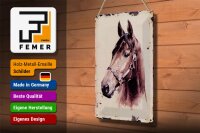 Blechschild Retro 20x30cm Portrait Pferd Kopf Schild