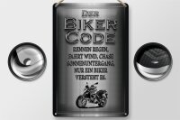 Blechschild Motorrad 20x30cm Biker Code rennen regen wind