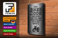 Blechschild Motorrad 20x30cm Biker Code rennen regen wind