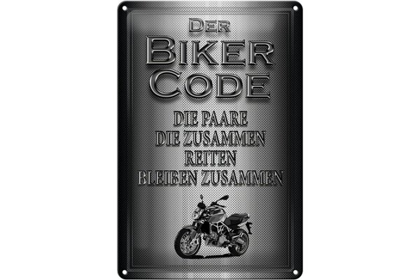 Blechschild Motorrad 20x30cm Biker Code Paare zusammen