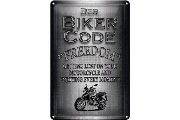 Blechschild Motorrad 20x30cm Biker Code Freedom getting
