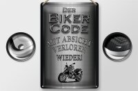 Blechschild Motorrad 20x30cm Biker Code mit Absicht