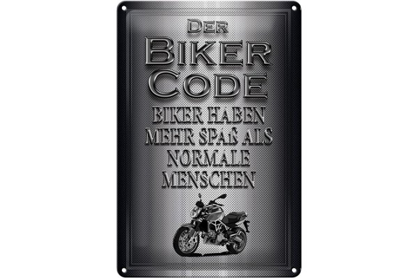 Blechschild Motorrad 20x30cm Biker Code mehr Spaß als normale