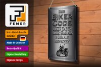 Blechschild Motorrad 20x30cm Biker Code mehr Spaß als normale