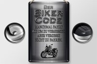 Blechschild Motorrad 20x30cm Biker Code fahren um zu vergessen