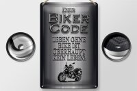 Blechschild Motorrad 20x30cm Biker Code leben ohne kein Leben