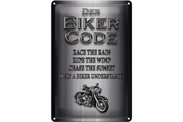 Blechschild Motorrad 20x30cm Biker Code race the rain ride