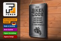 Blechschild Motorrad 20x30cm Biker Code race the rain ride