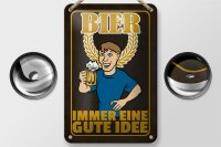 Blechschild Alkohol 12x18cm Bier immer eine gute Idee