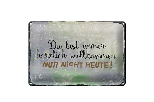 Blechschild Spruch 30x20cm du bist immer willkommen. Nur nicht heute