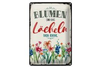 Blechschild Spruch 20x30cm Blumen sind das Lächeln der Erde