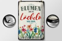Blechschild Spruch 20x30cm Blumen sind das Lächeln der Erde