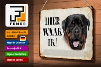 Blechschild Spruch 30x20cm holländisch Hier Waak ik Rottweiler