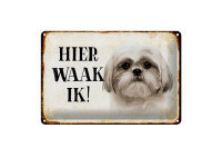 Blechschild Spruch 30x20cm holländisch Hier Waak ik...