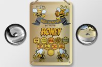 Blechschild Spruch 12x18cm Bee happy eat more honey Honig
