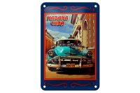 Blechschild Cuba 12x18cm Havana Cuba blaues Auto