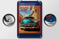 Blechschild Cuba 12x18cm Havana Cuba blaues Auto