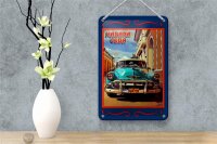 Blechschild Cuba 12x18cm Havana Cuba blaues Auto