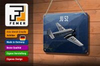 Blechschild Flugzeug 18x12cm JU 52 in der Luft