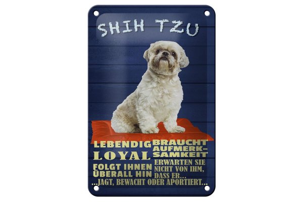 Blechschild Spruch 12x18cm Shih Tzu Hund lebendig loyal