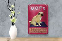 Blechschild Spruch 12x18cm Mops Hund klug und charmant