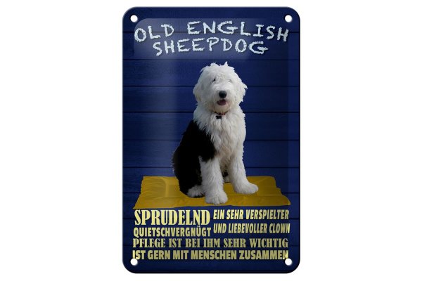 Blechschild Spruch 12x18cm Old English Sheepdog Hund