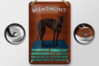 Blechschild Spruch 12x18cm Windhund Hund intelligent sanft
