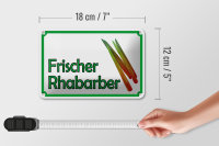 Blechschild Hinweis 18x12cm frische Rhabarber Hofladen