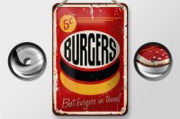 Blechschild Retro 12x18cm burgers best in town Fast food