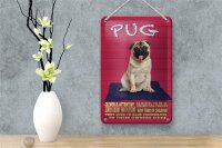 Blechschild Spruch 12x18cm Pug Hund clever attentive